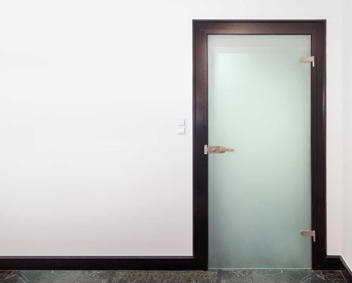 Frame and install frosted glass in the door