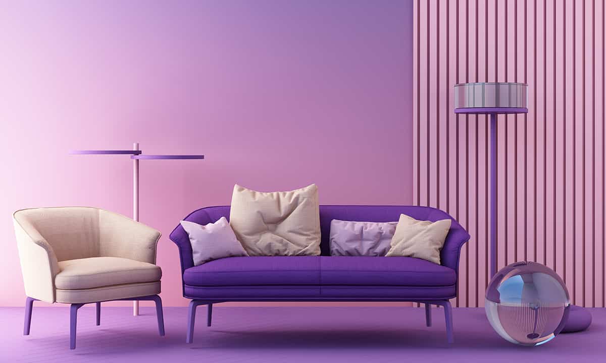 Purple Wall and Cream Furniture