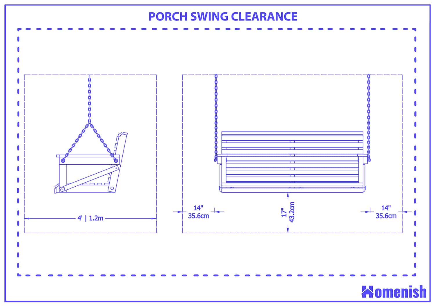 Porch swing clearance
