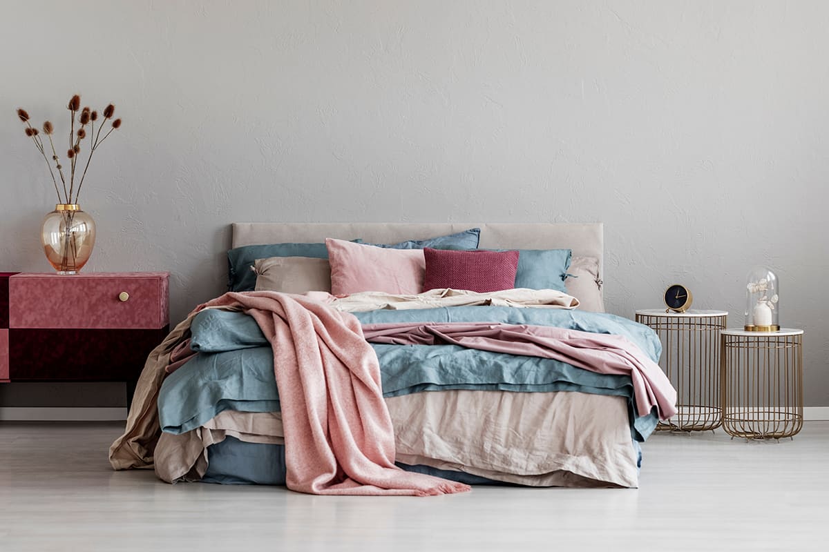 Gold Nightstand Go with a Gray Bed