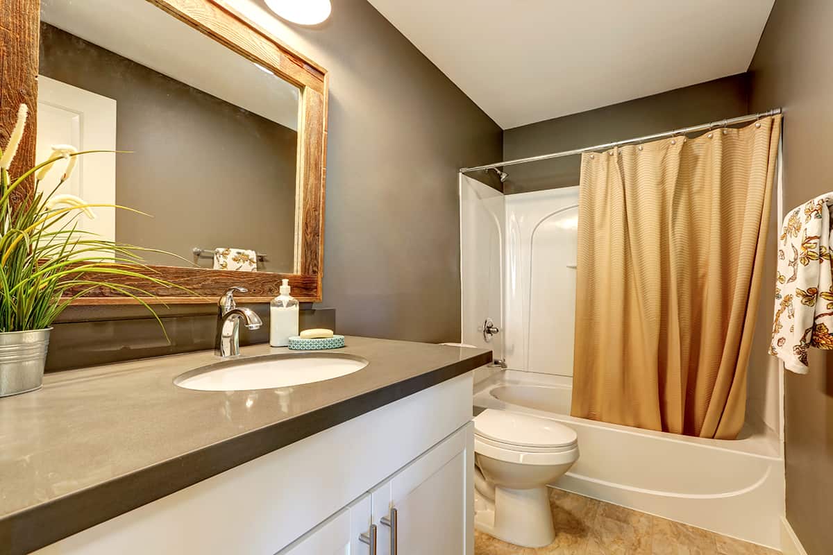 Warm Cream or Beige Shower Curtains for a Gray Bathroom