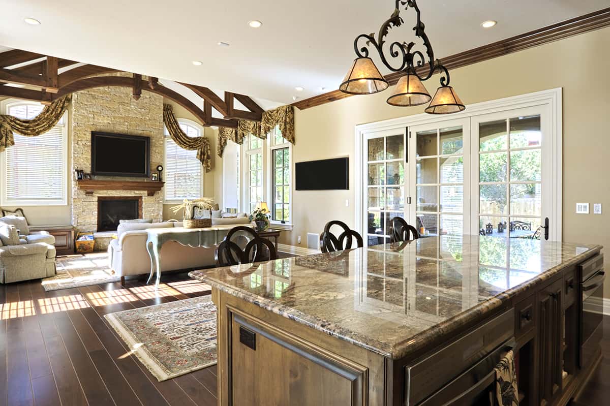 Beige Wall Go with Brown Granite Countertops