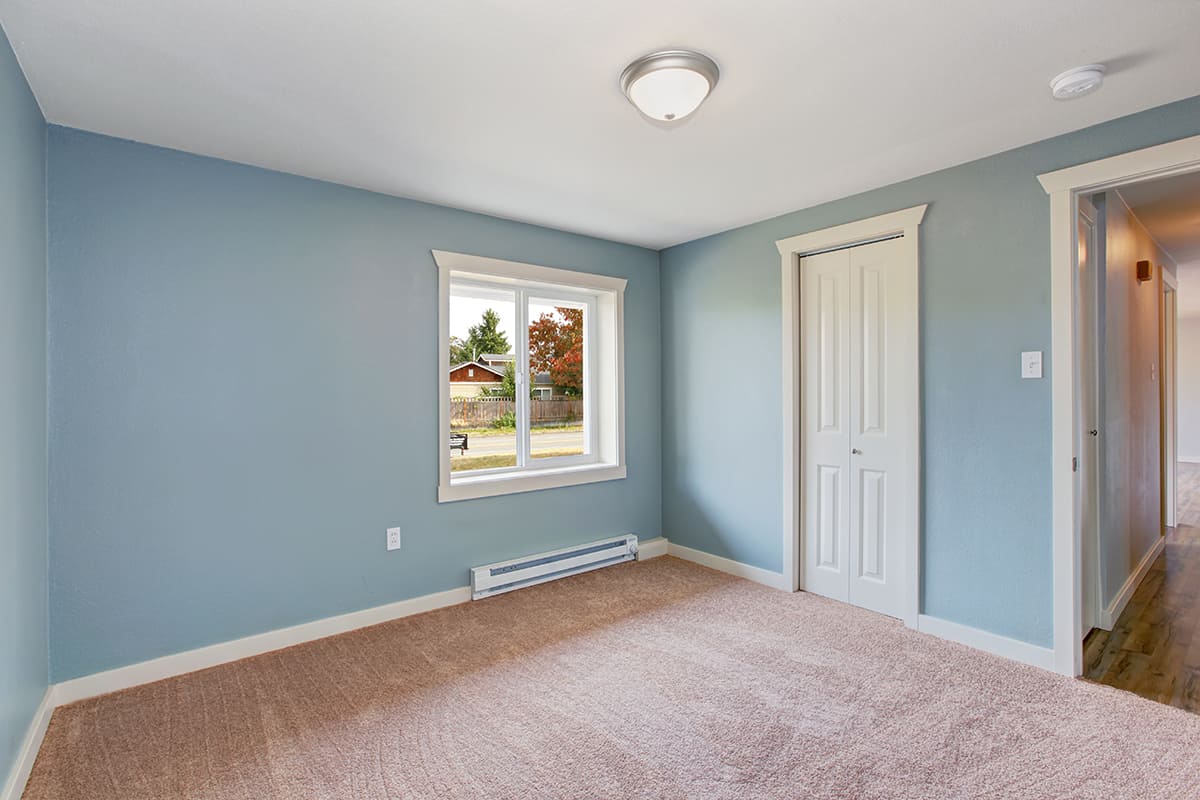 Brown Carpet with Blue Walls