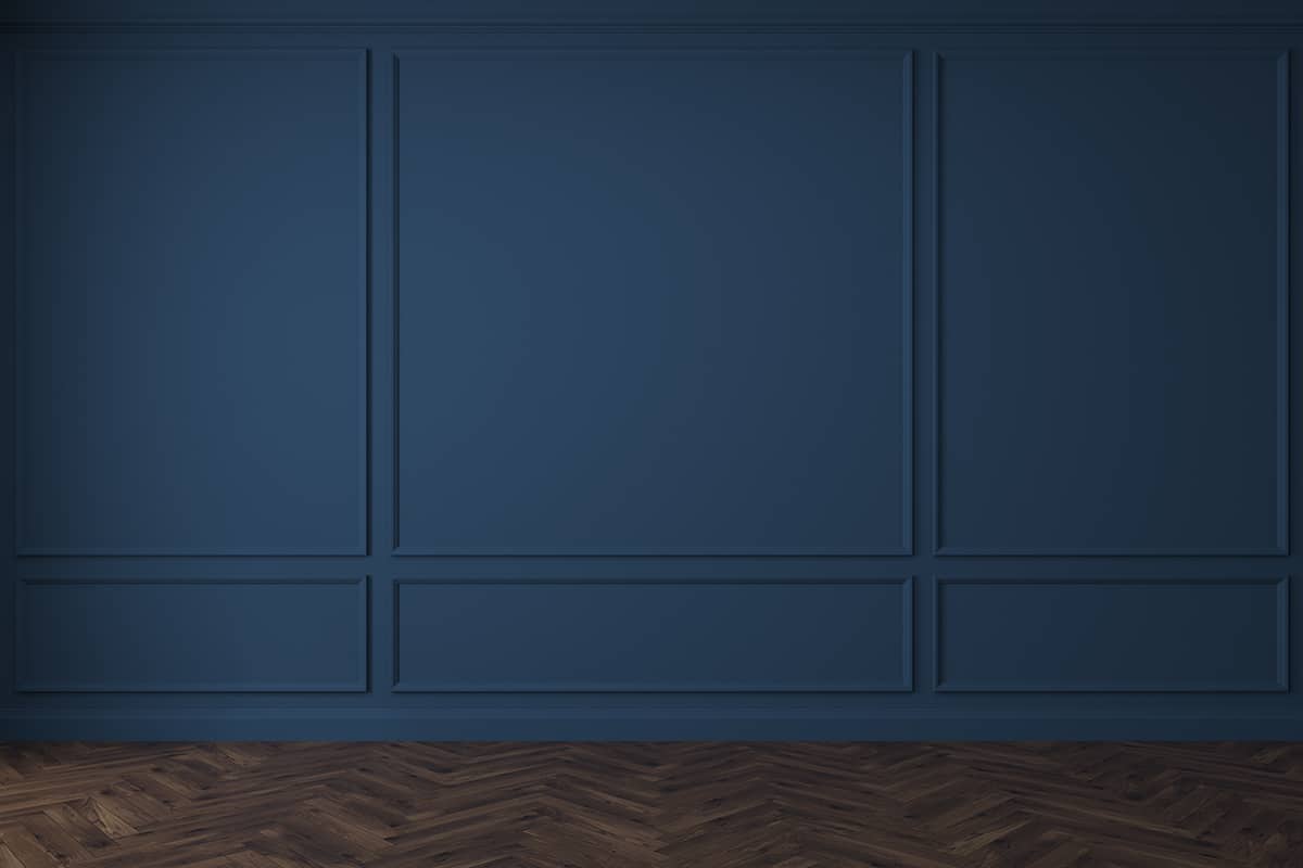 Dark Brown Hardwood with Blue Walls