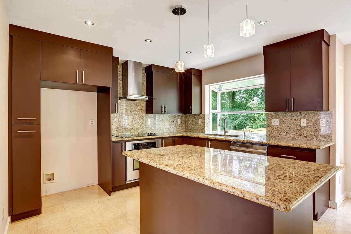 Light Brown Wall Go with Brown Granite Countertops