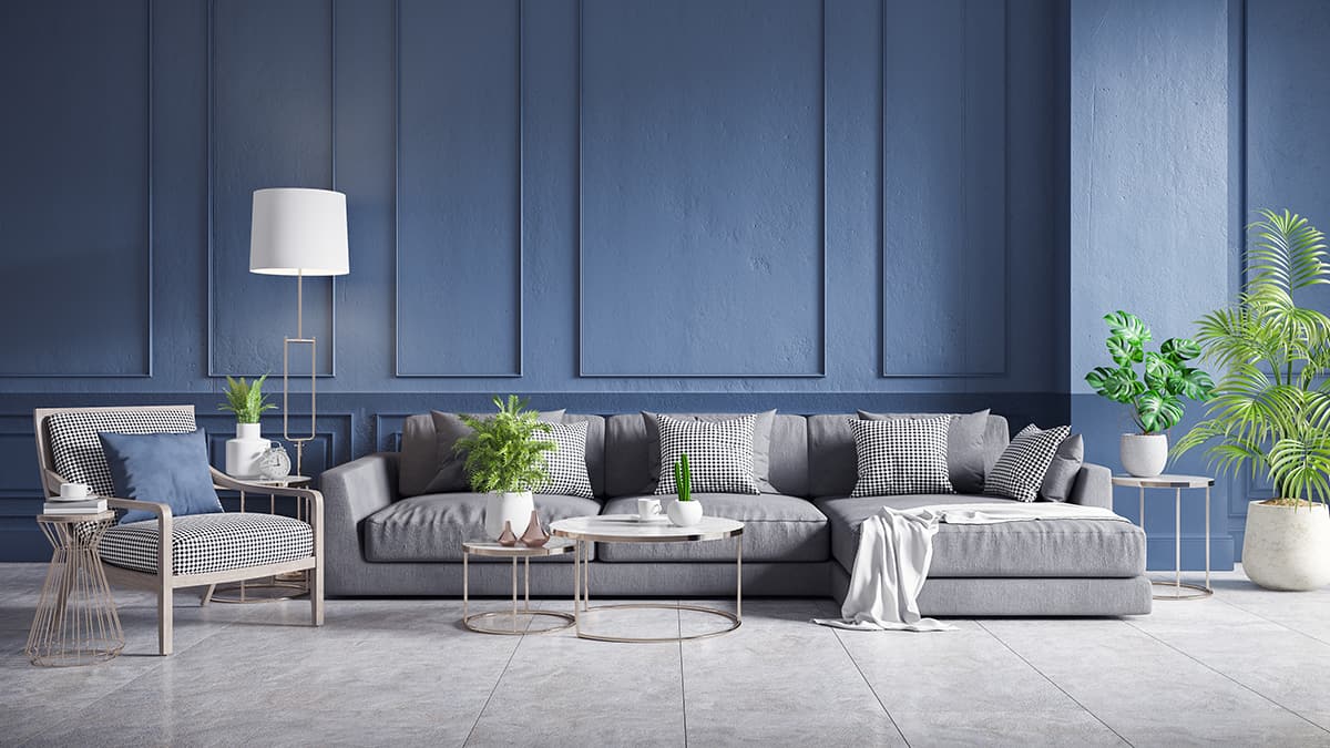 Light Gray with Blue Walls