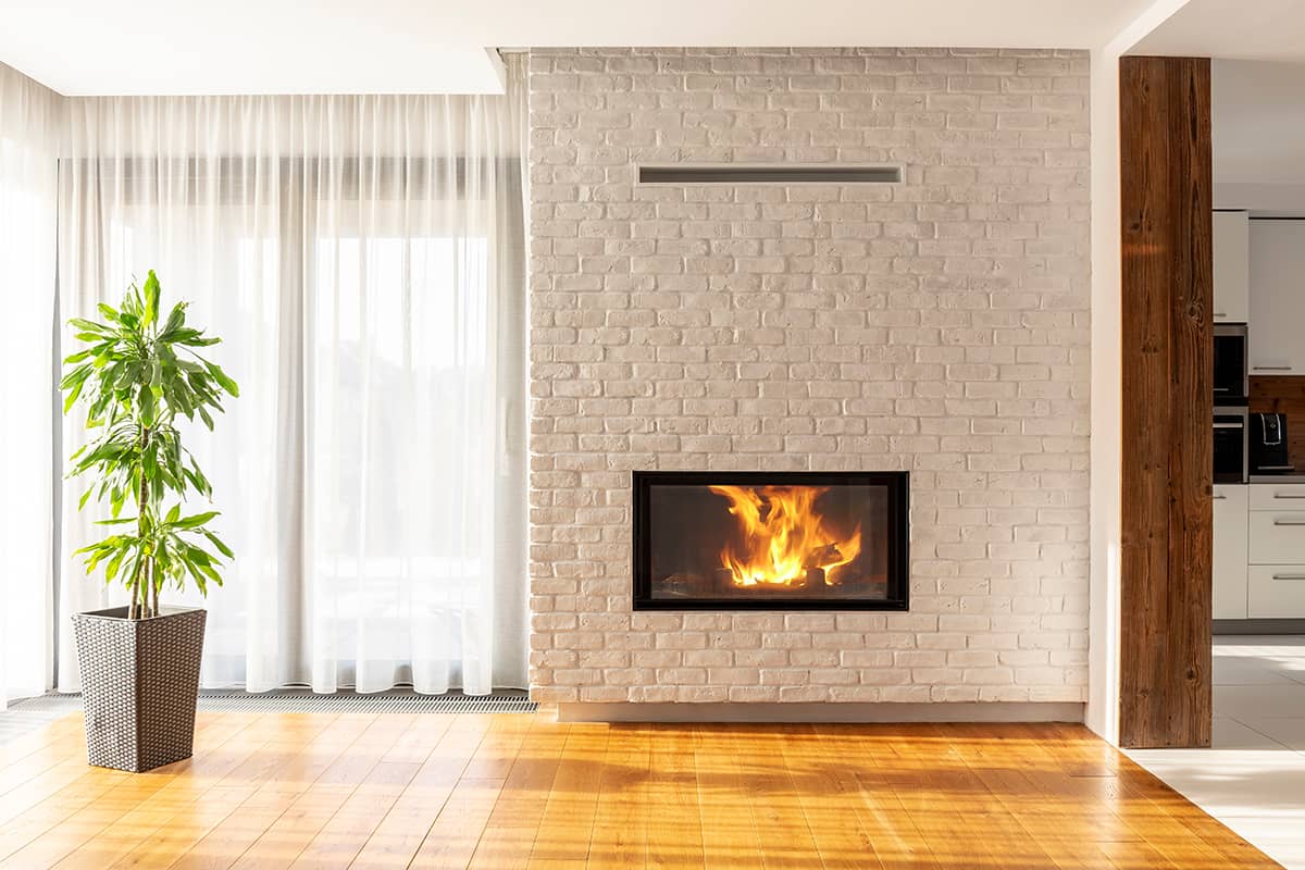 White on Brick Fireplace Feature Wall