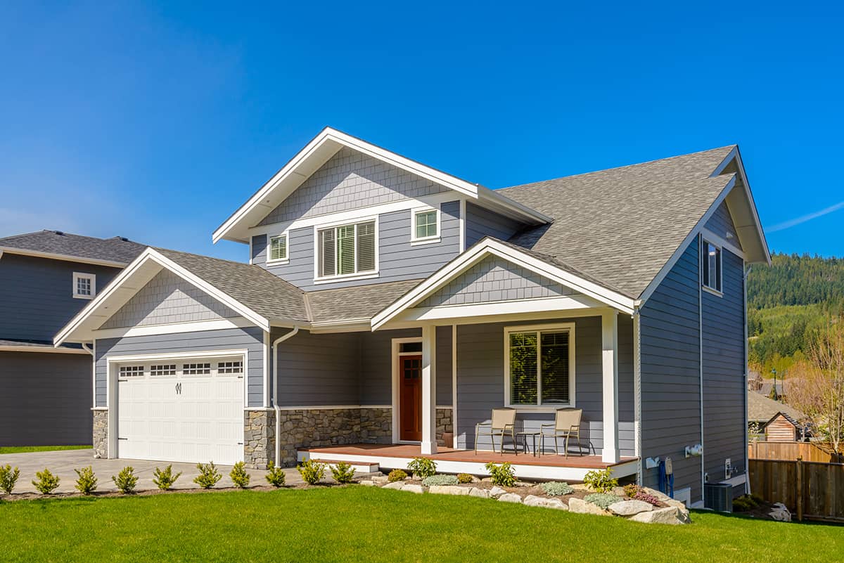 Dark Gray Roof with Dark Blue Siding