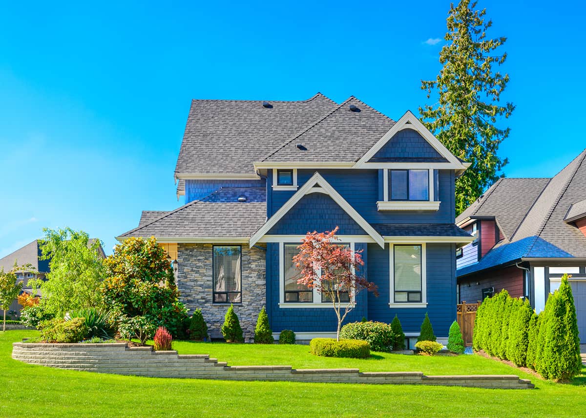 Light Gray Roof with Blue Exterior