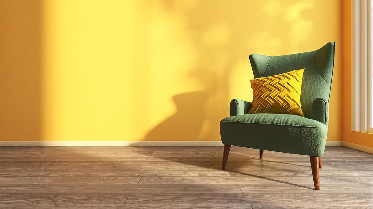 Dark green Sofa Go with Yellow Walls