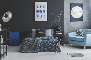 Bustling Gray and Blue Bedroom Ideas