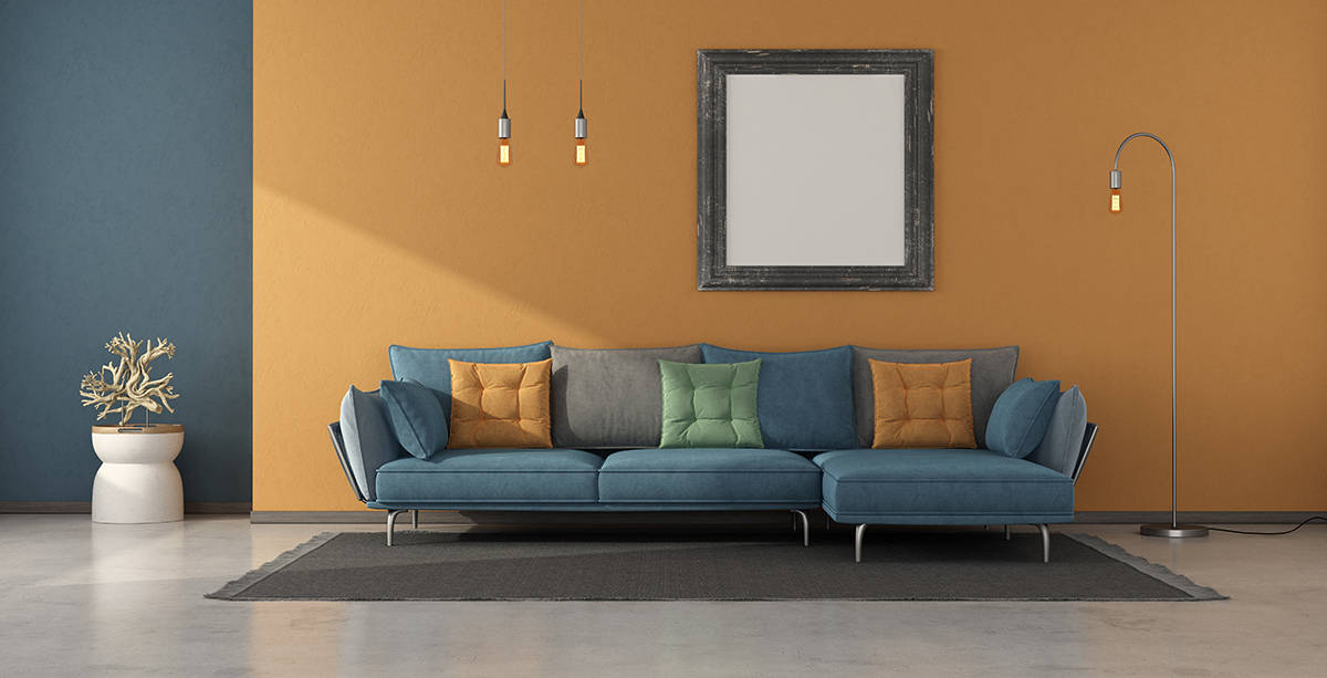 Orange Wall Color Ideas to Complement Blue Carpet