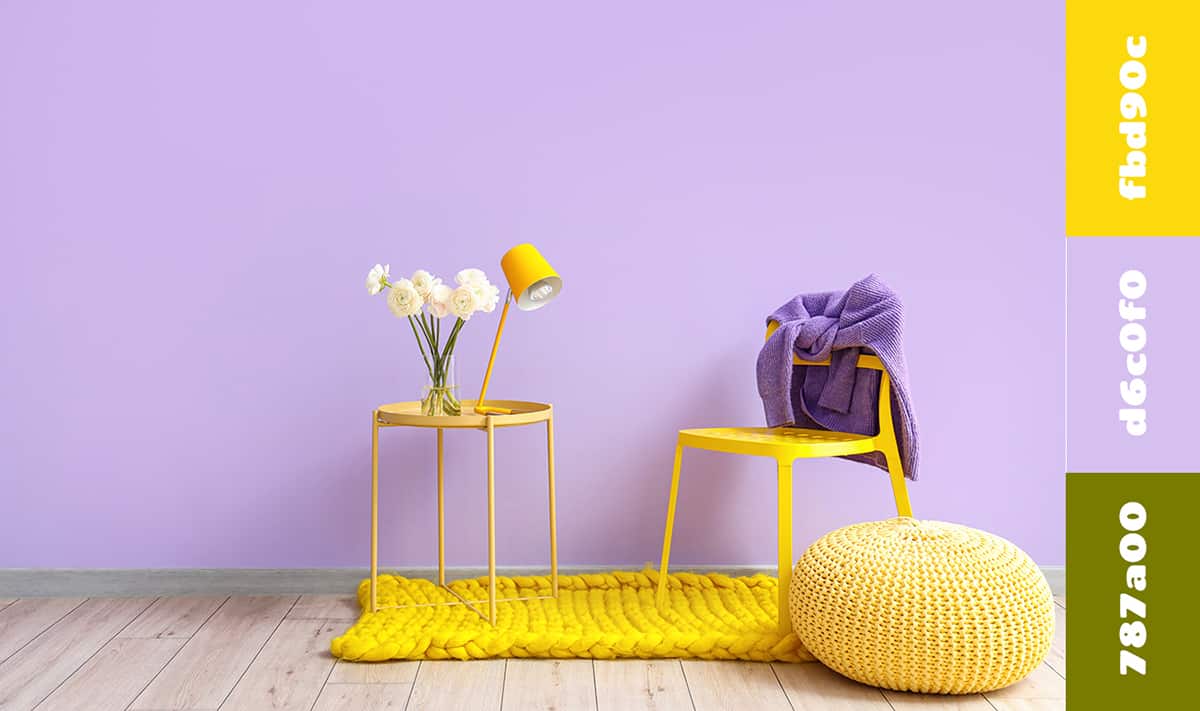 Yellow, lilac, and green