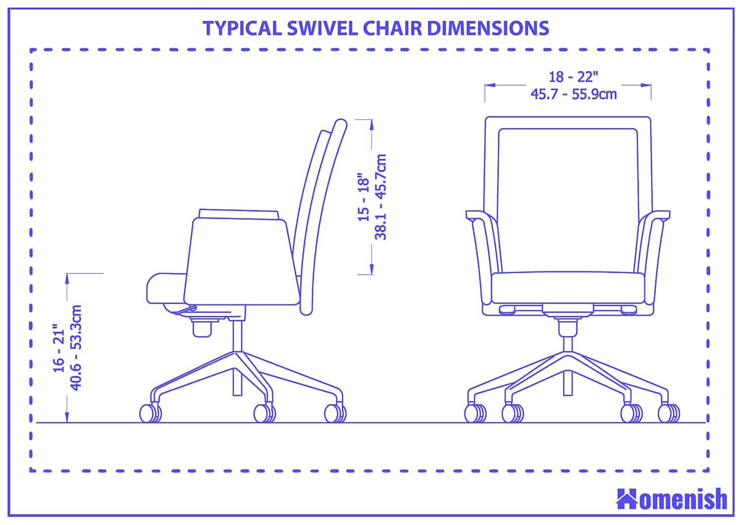 Typical swivel chair dimensions