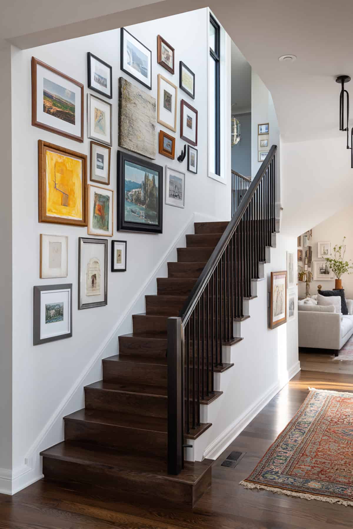 Gallery Wall Along The Stair Slope