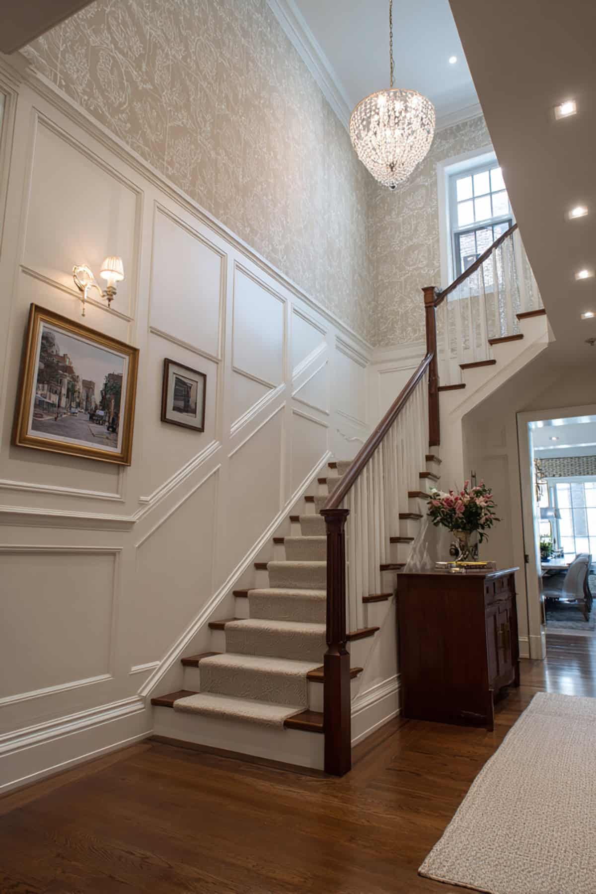 Mixed Materials Paneling + Wallpaper Split