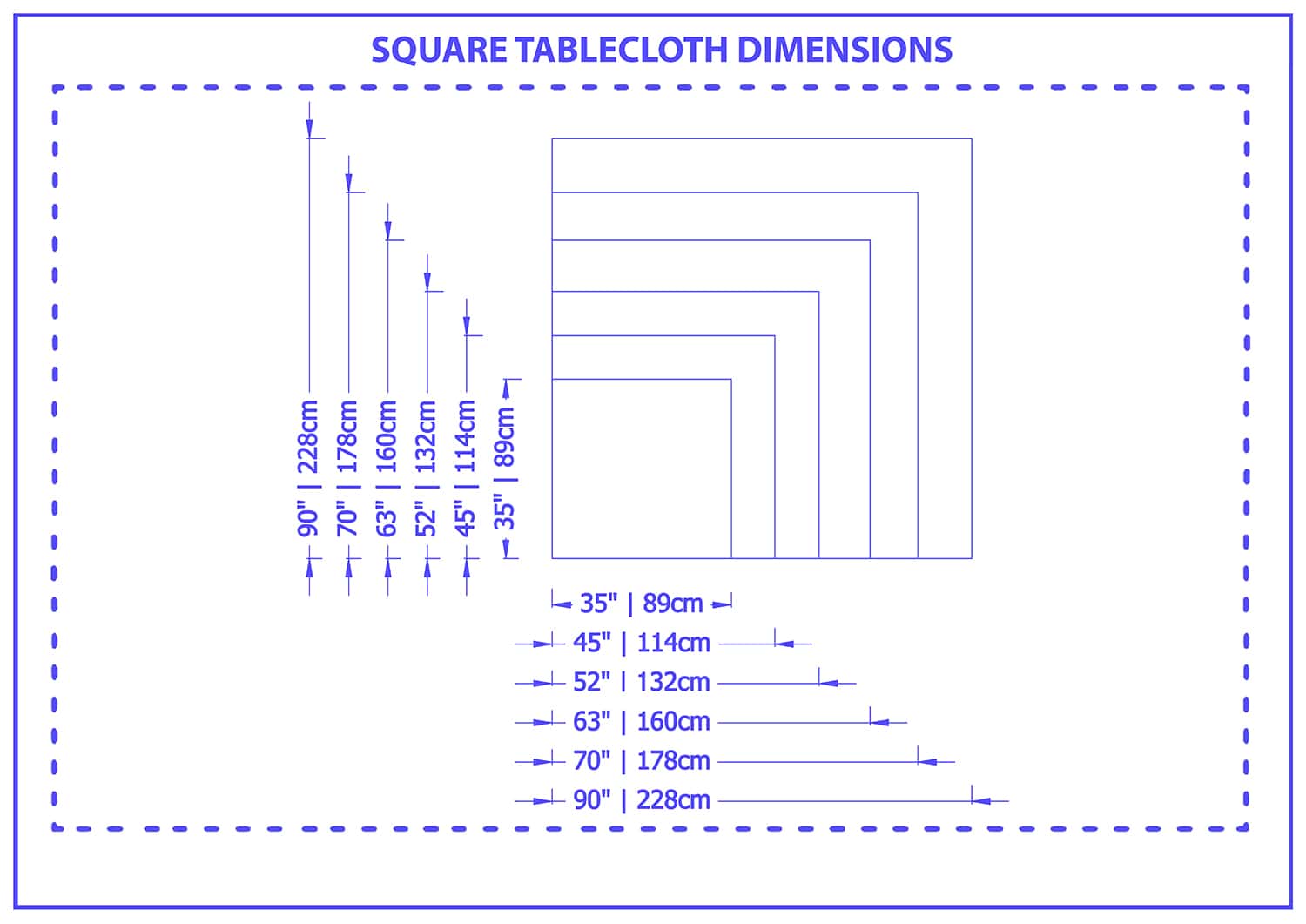 Square tablecloth dimensions