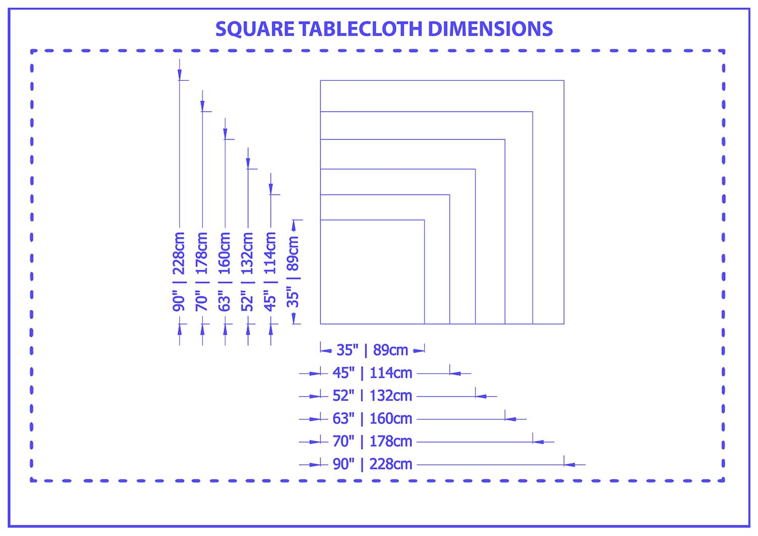 Square tablecloth dimensions