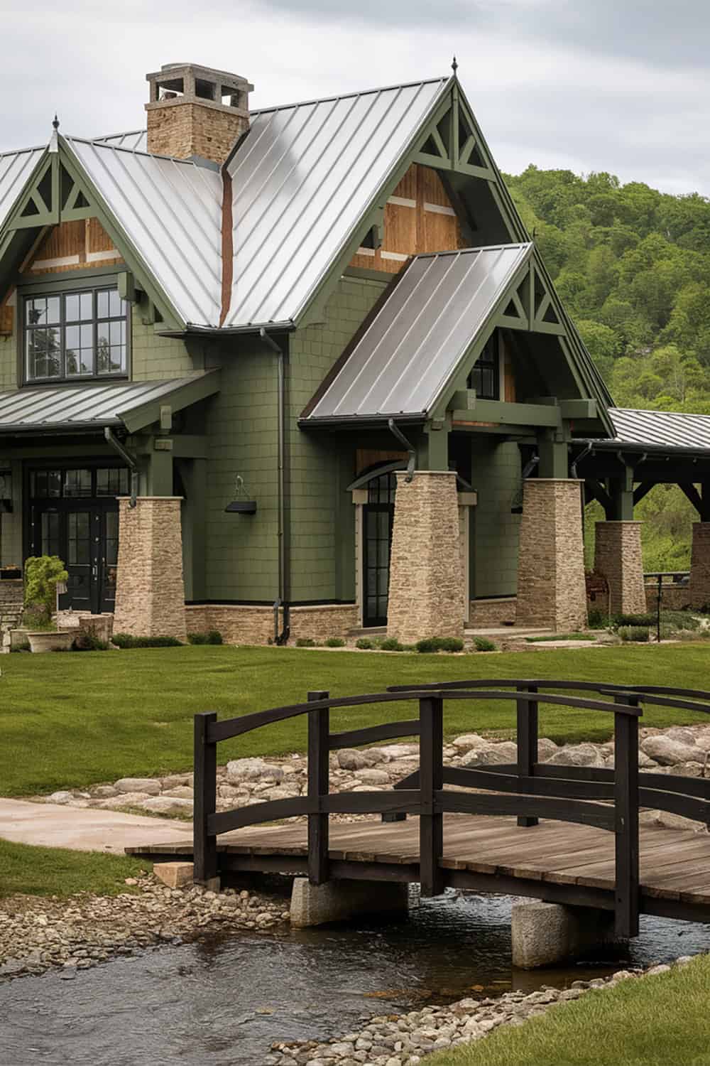 Green Exterior with Metal Roof