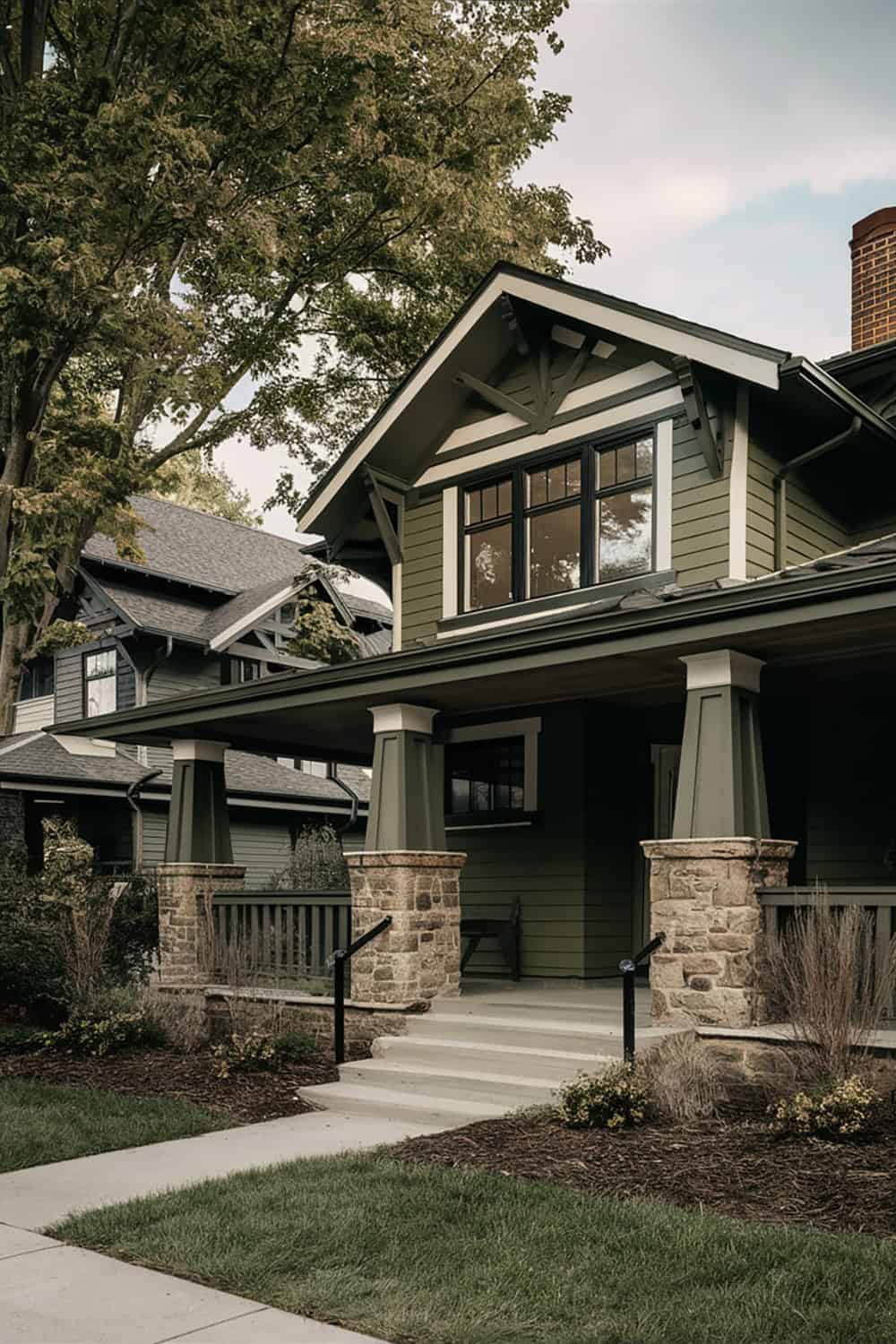 Olive Green Craftsman Home