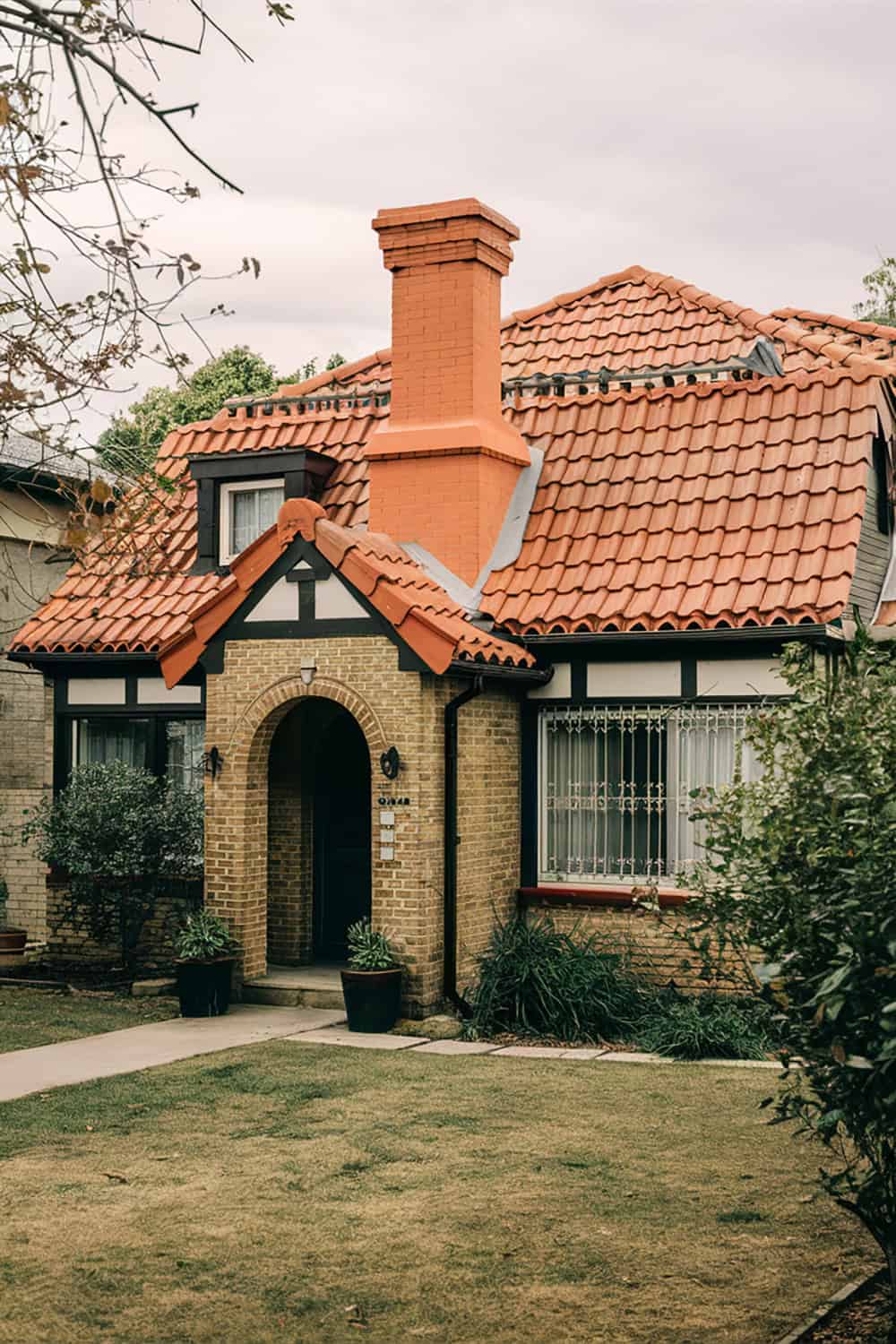 Orange Brick Fireplace Chimney
