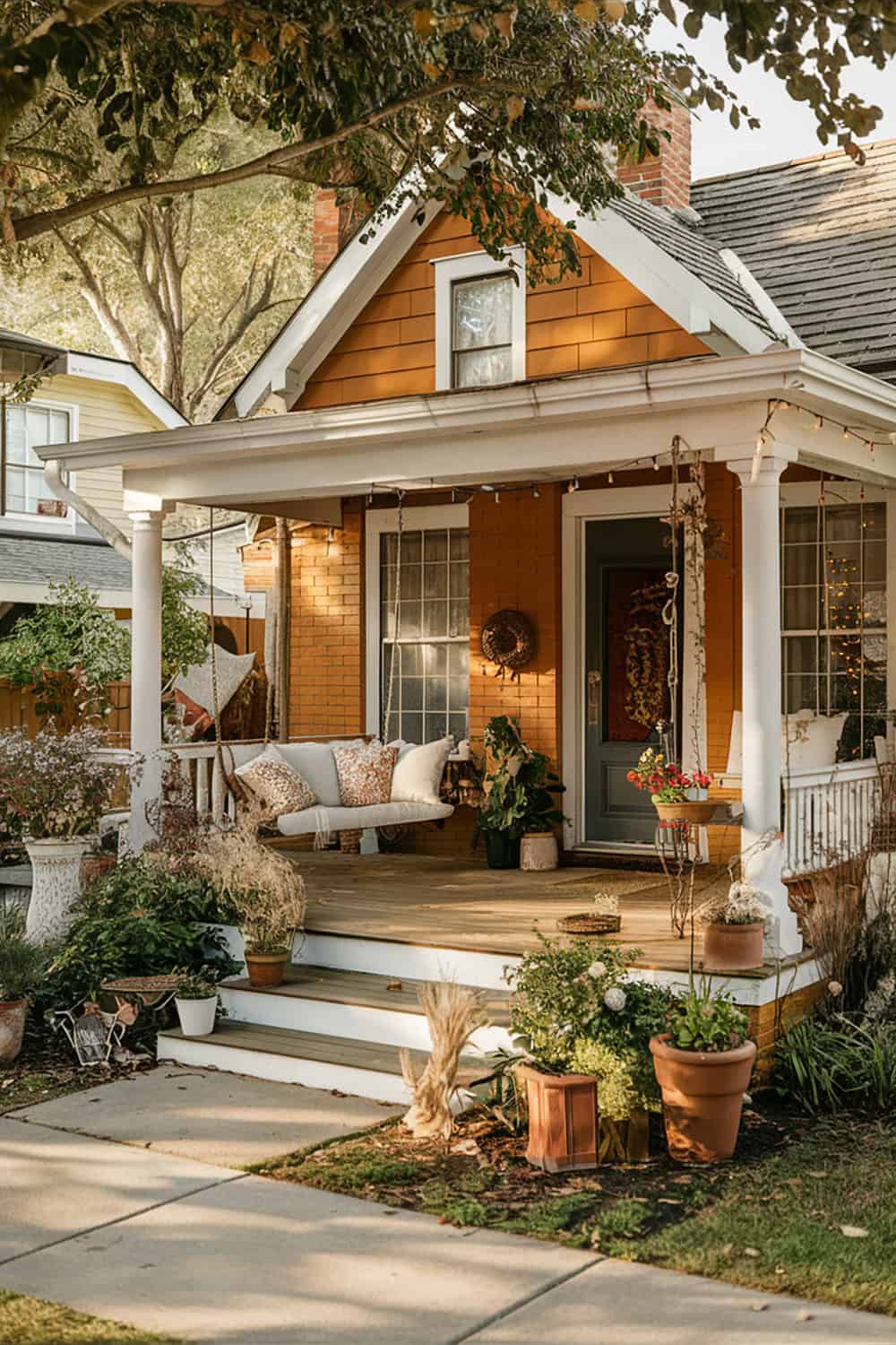 Orange Brick House with Large Porch