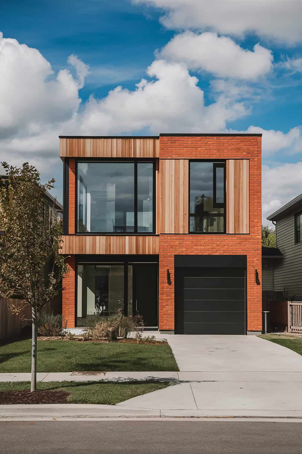 Orange Brick and Wood Combination