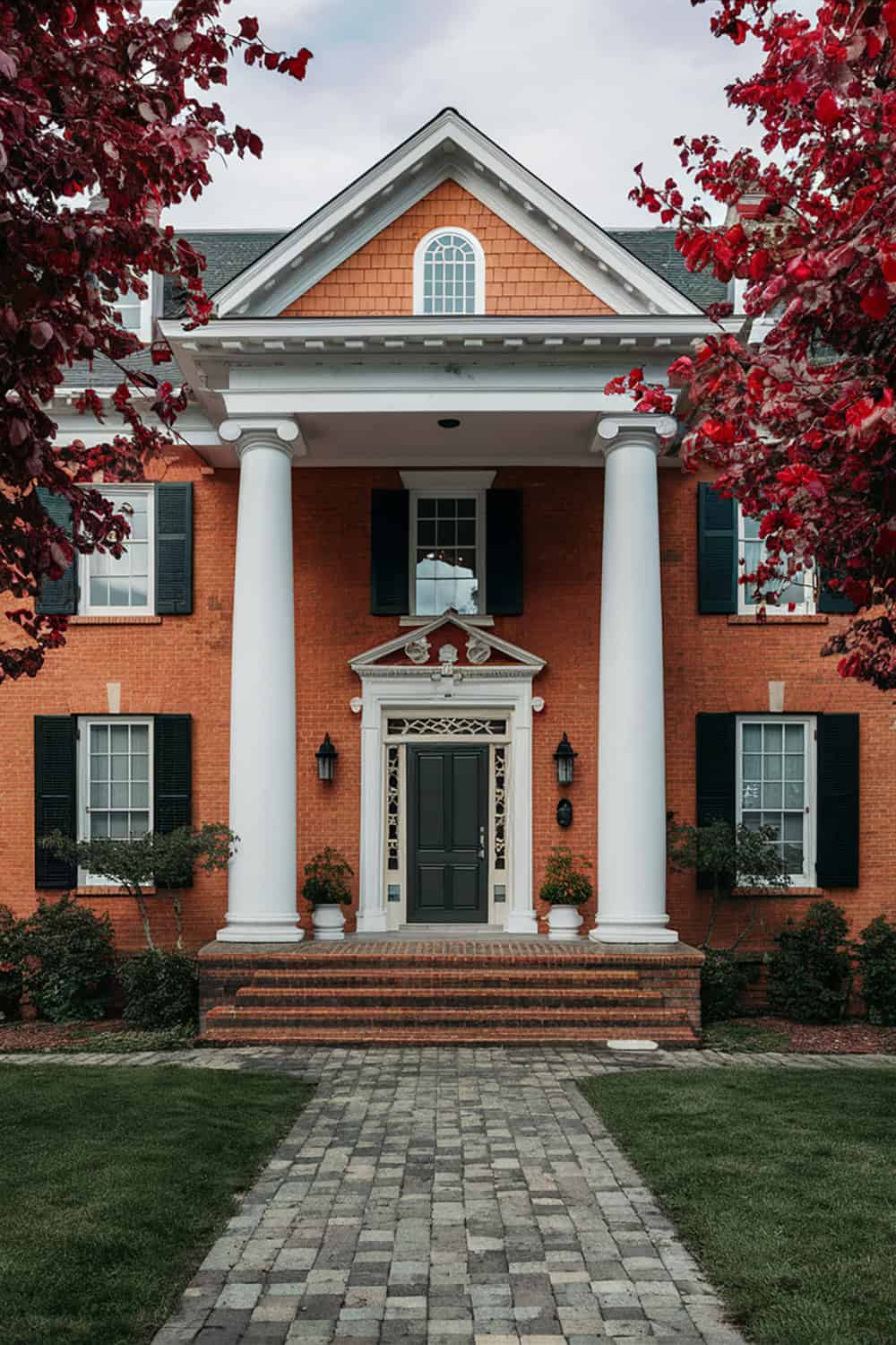 Traditional Orange Brick Home with Columns