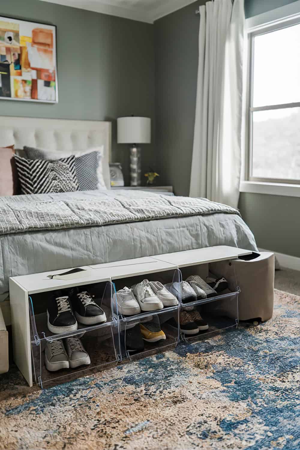 Under Bed Shoe Organizer with Clear Pockets