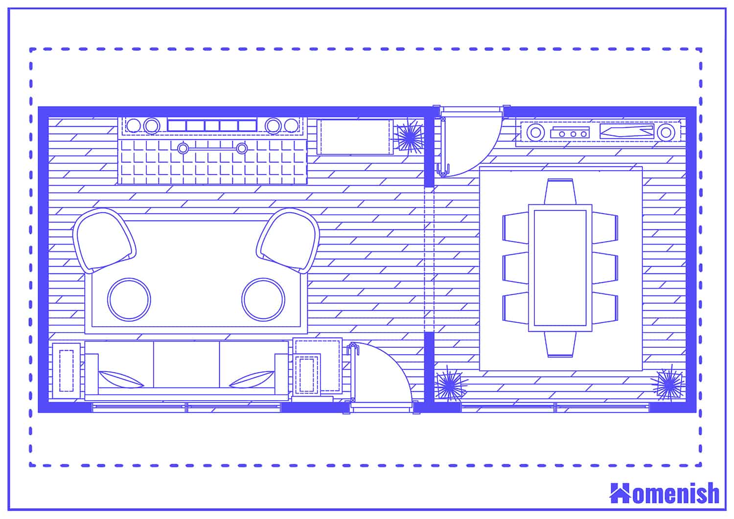 Sofa and Chair Layout for Long Living Room Floor Plan