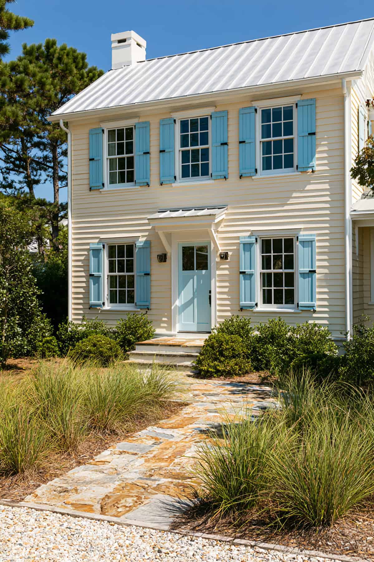 Blue Shutters With Coastal Cream House