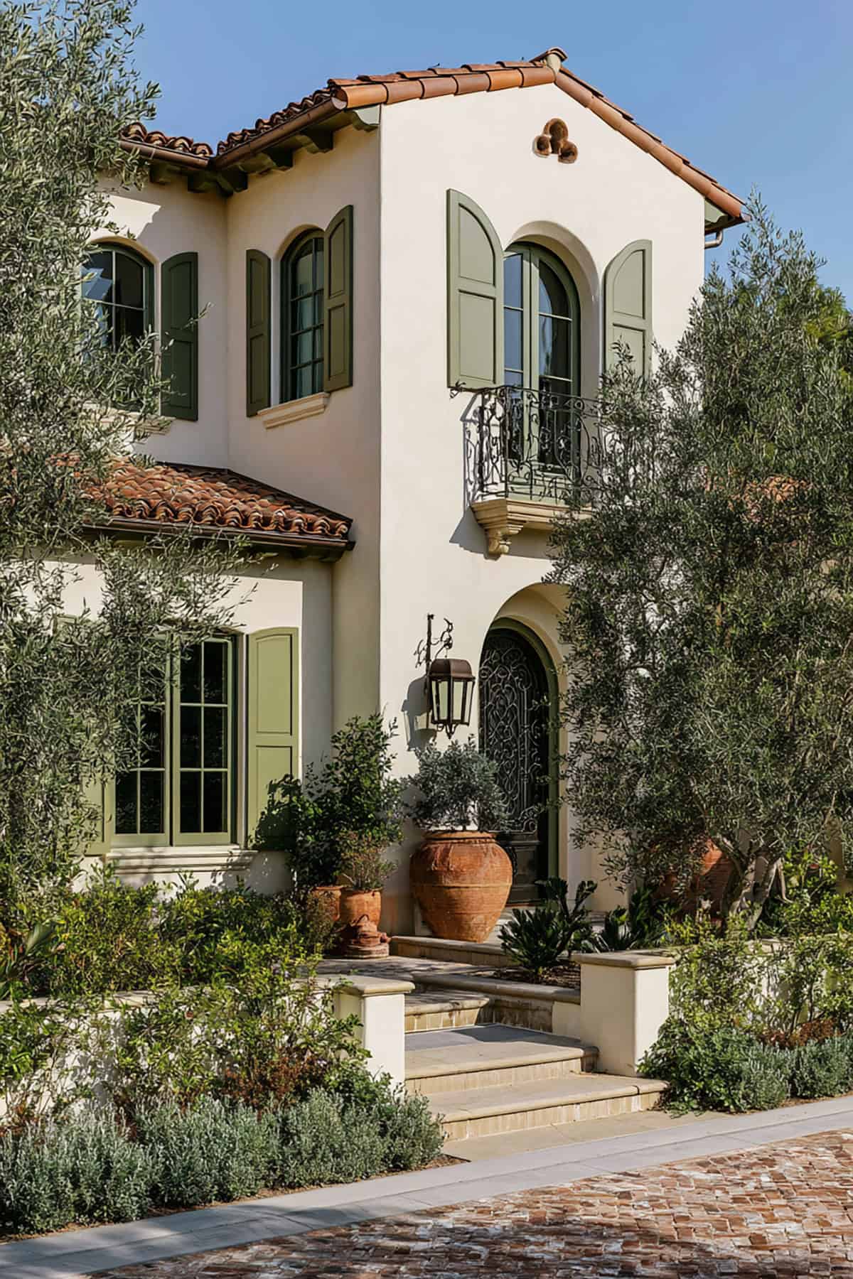 Olive Green Shutters With Mediterranean Influences