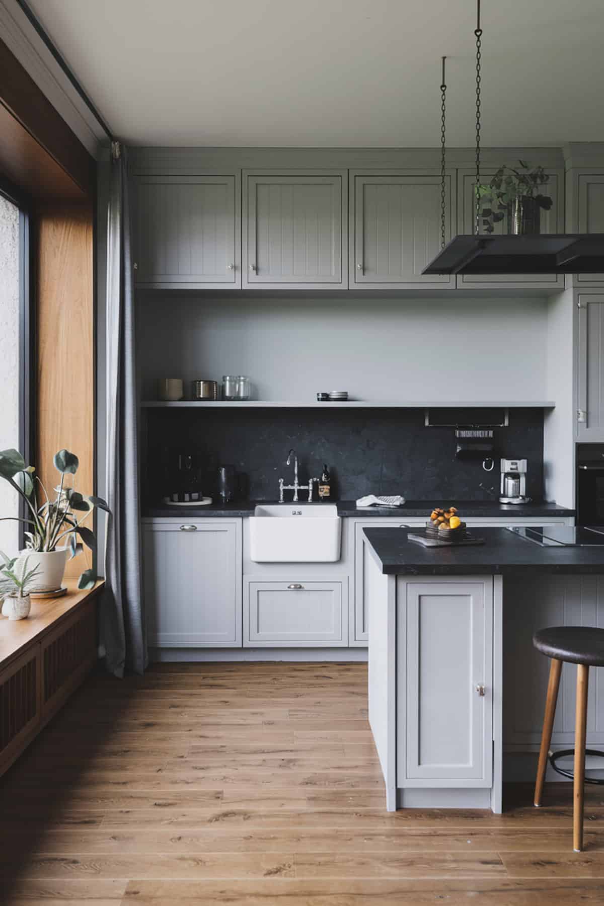 Monochromatic Gray Japandi Kitchen for a Modern Touch