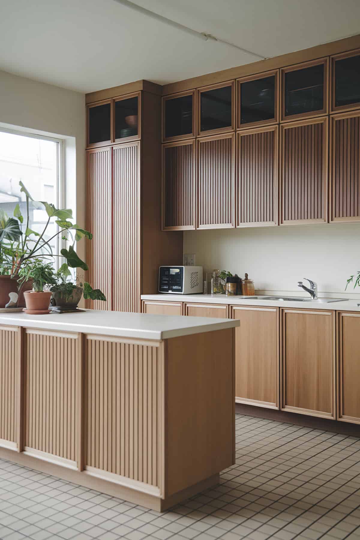 Vertical Paneling on Cabinet Doors for Texture