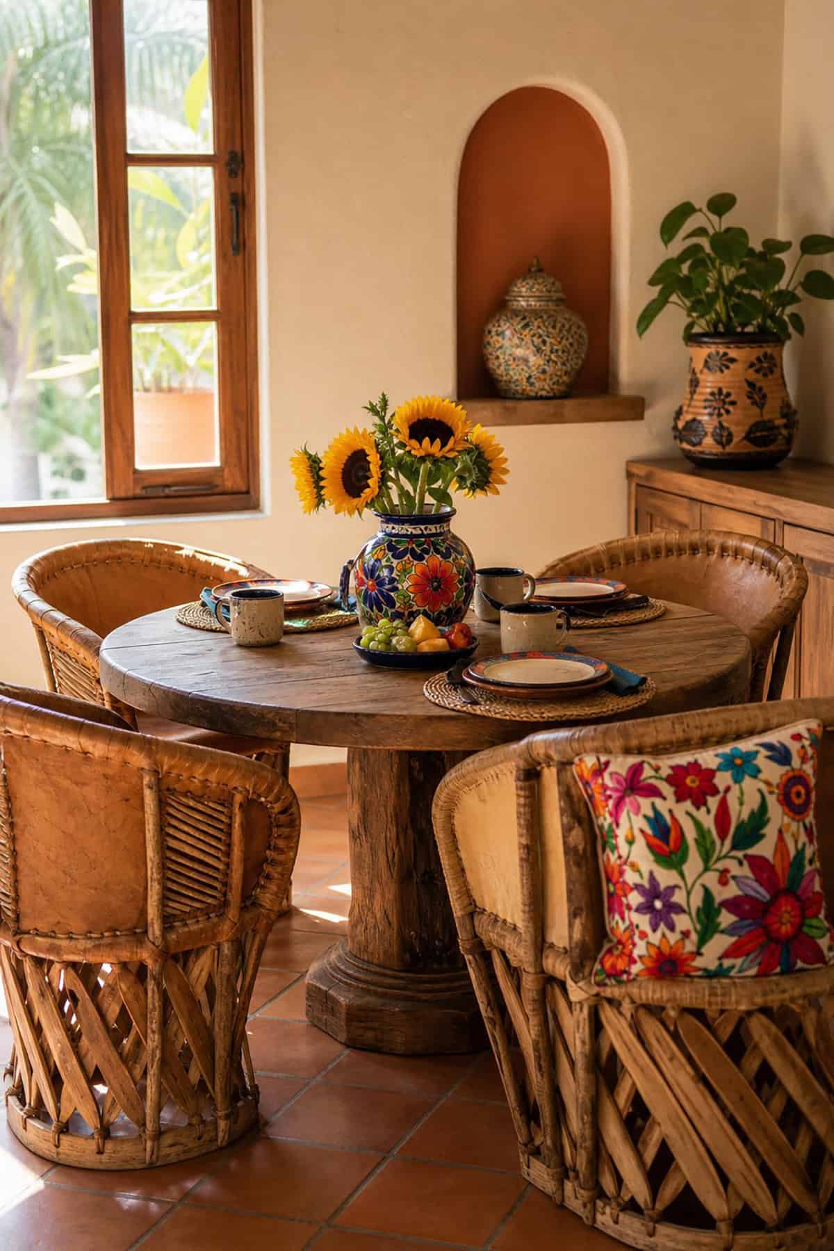 Breakfast Nook With Woven Mexican Chairs
