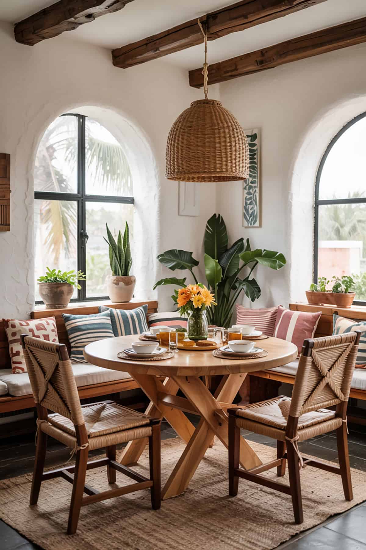 Breakfast Nook With Woven Mexican Chairs