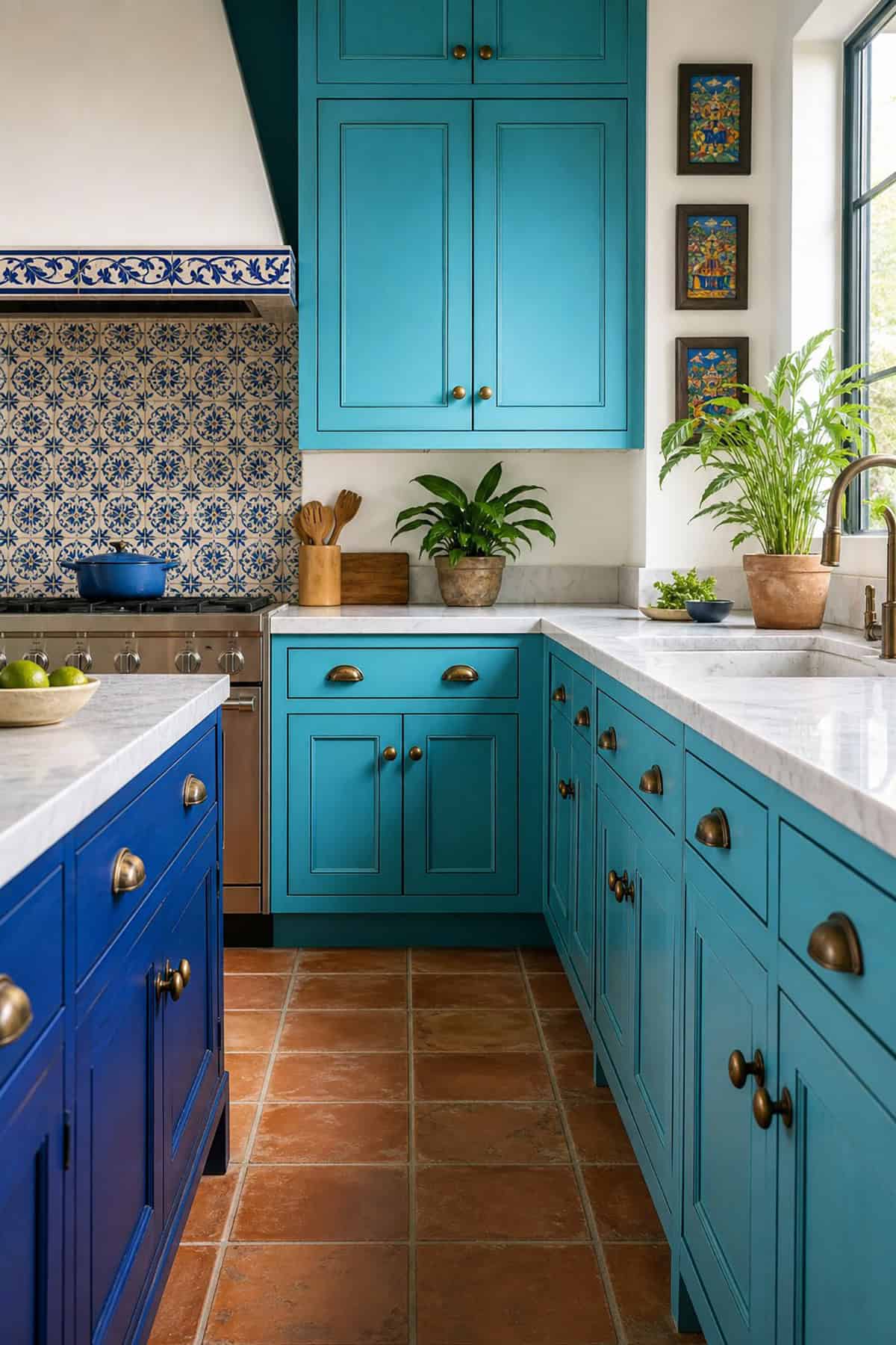 Kitchen Cabinetry in Bright Turquoise or Cobalt Blue