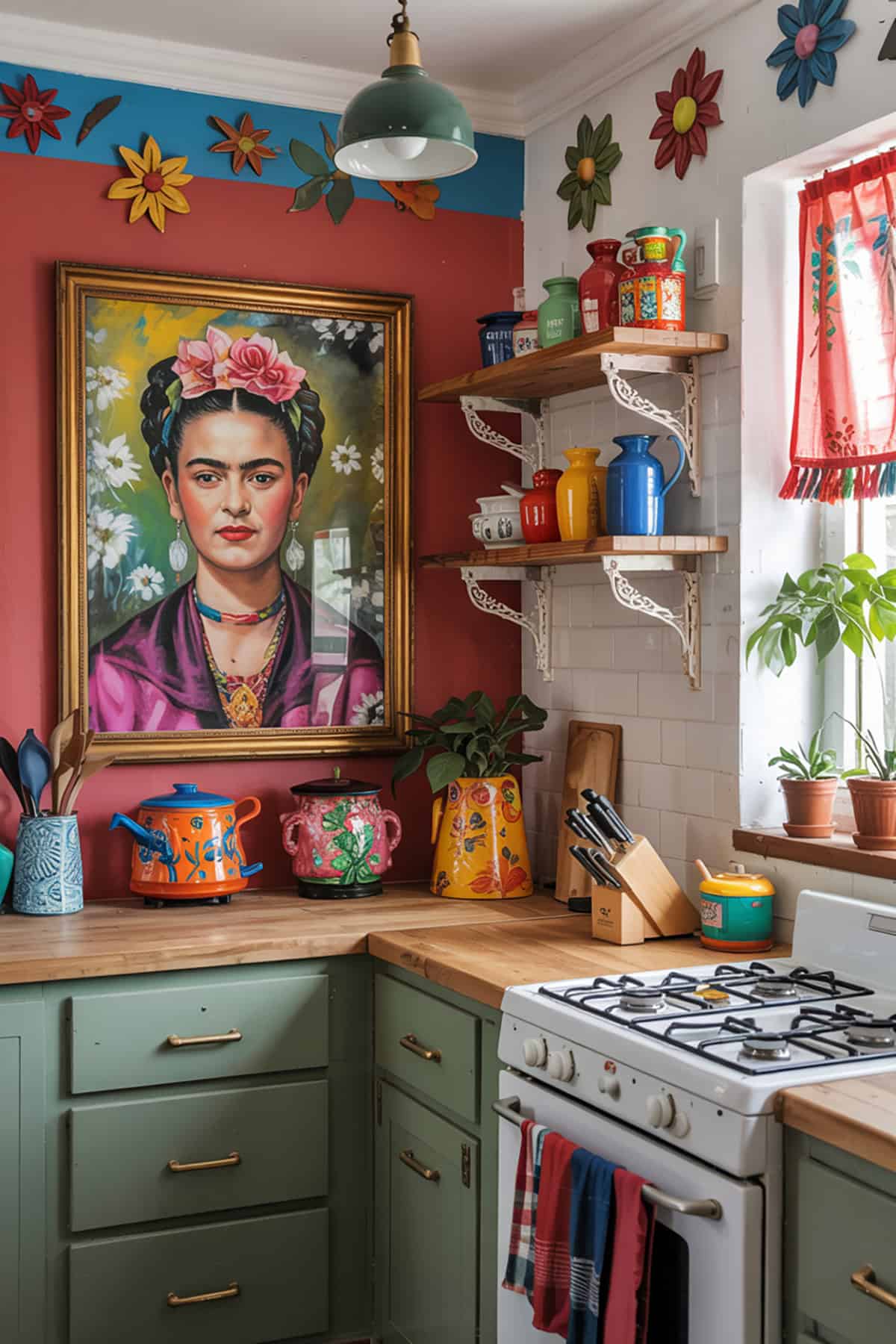 Kitchen With Frida Kahlo Art and Bright Accents
