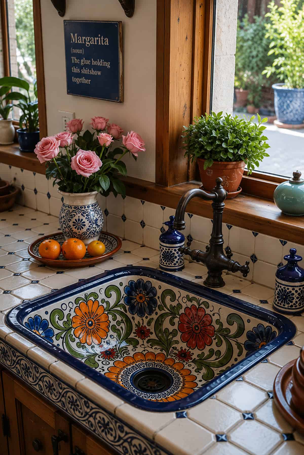 Kitchen With Mexican Talavera Sink