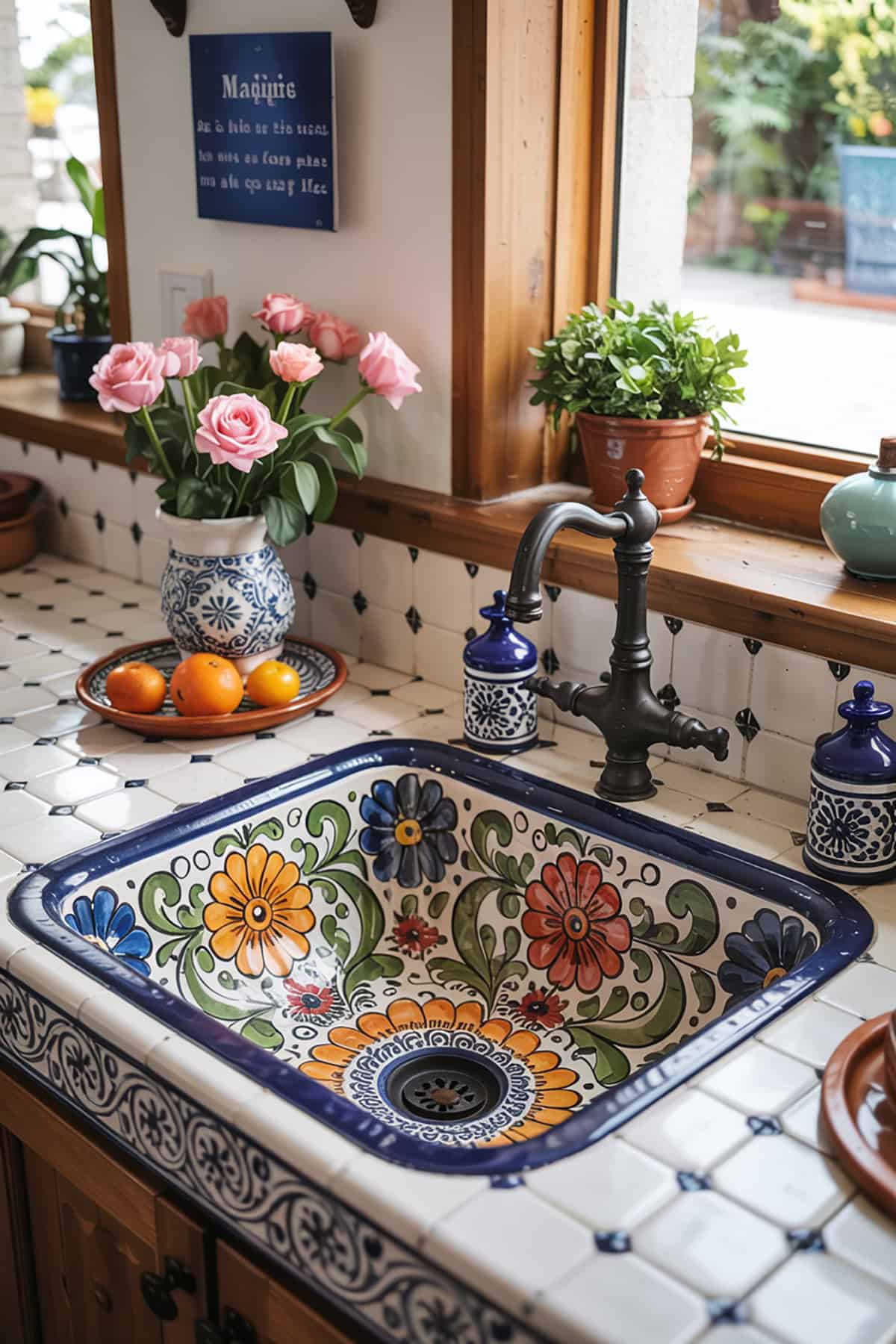 Kitchen With Mexican Talavera Sink