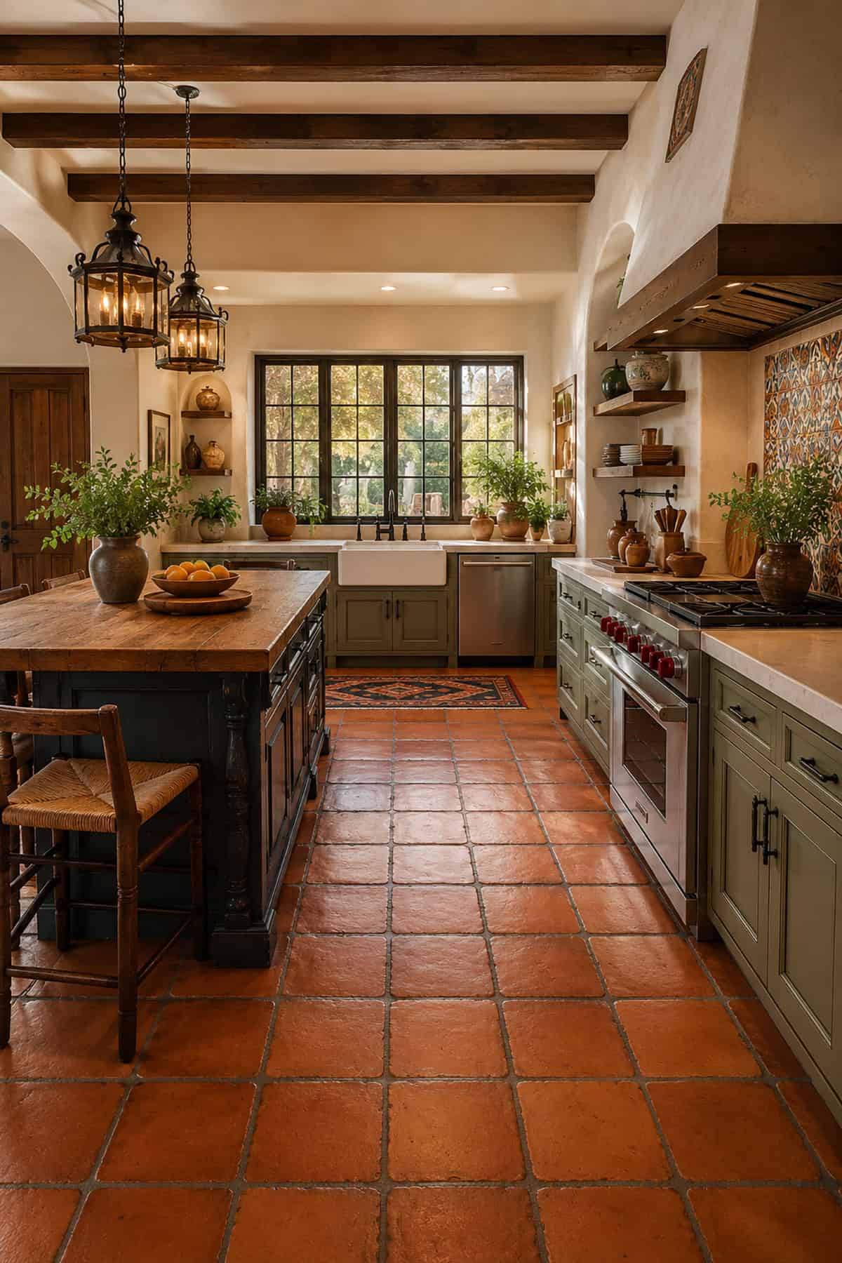 Kitchen With Saltillo Tile Flooring