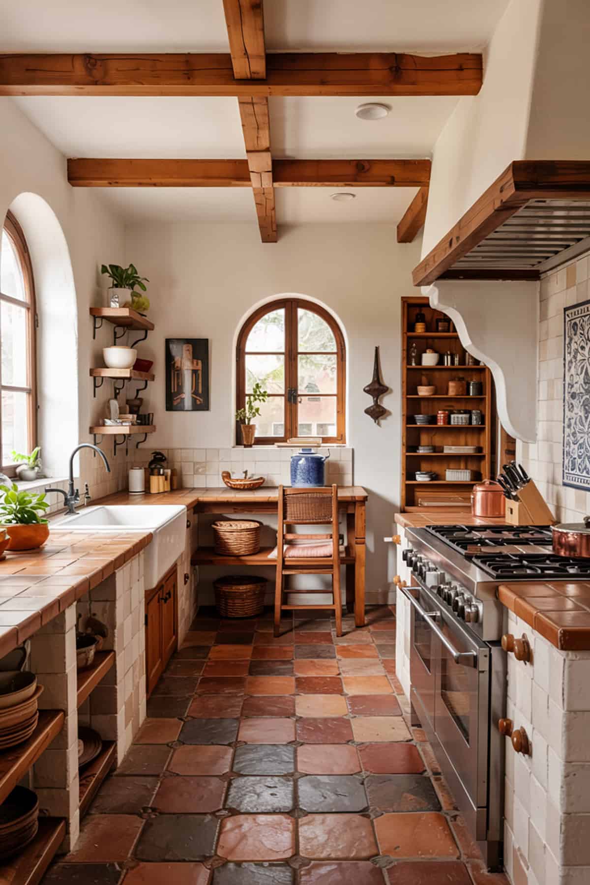 Kitchen With Saltillo Tile Flooring
