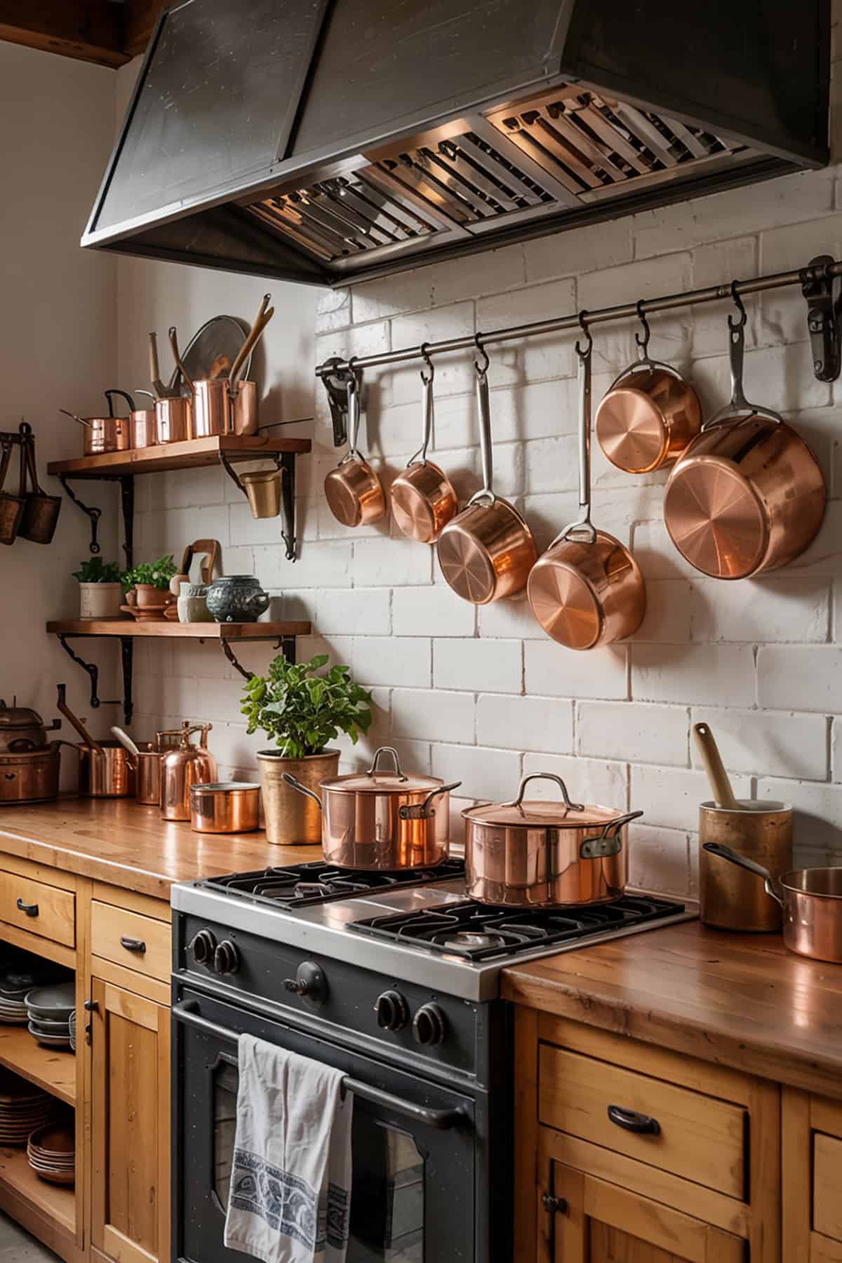 Mexican Kitchen With Copper Cookware Display