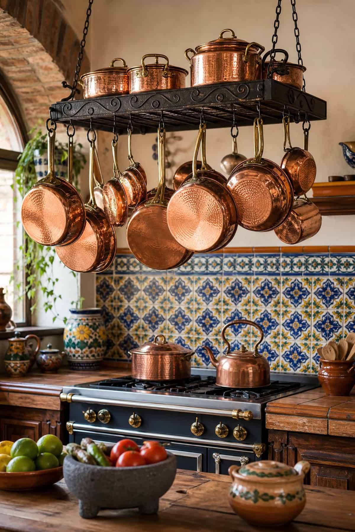 Mexican Kitchen With Copper Cookware