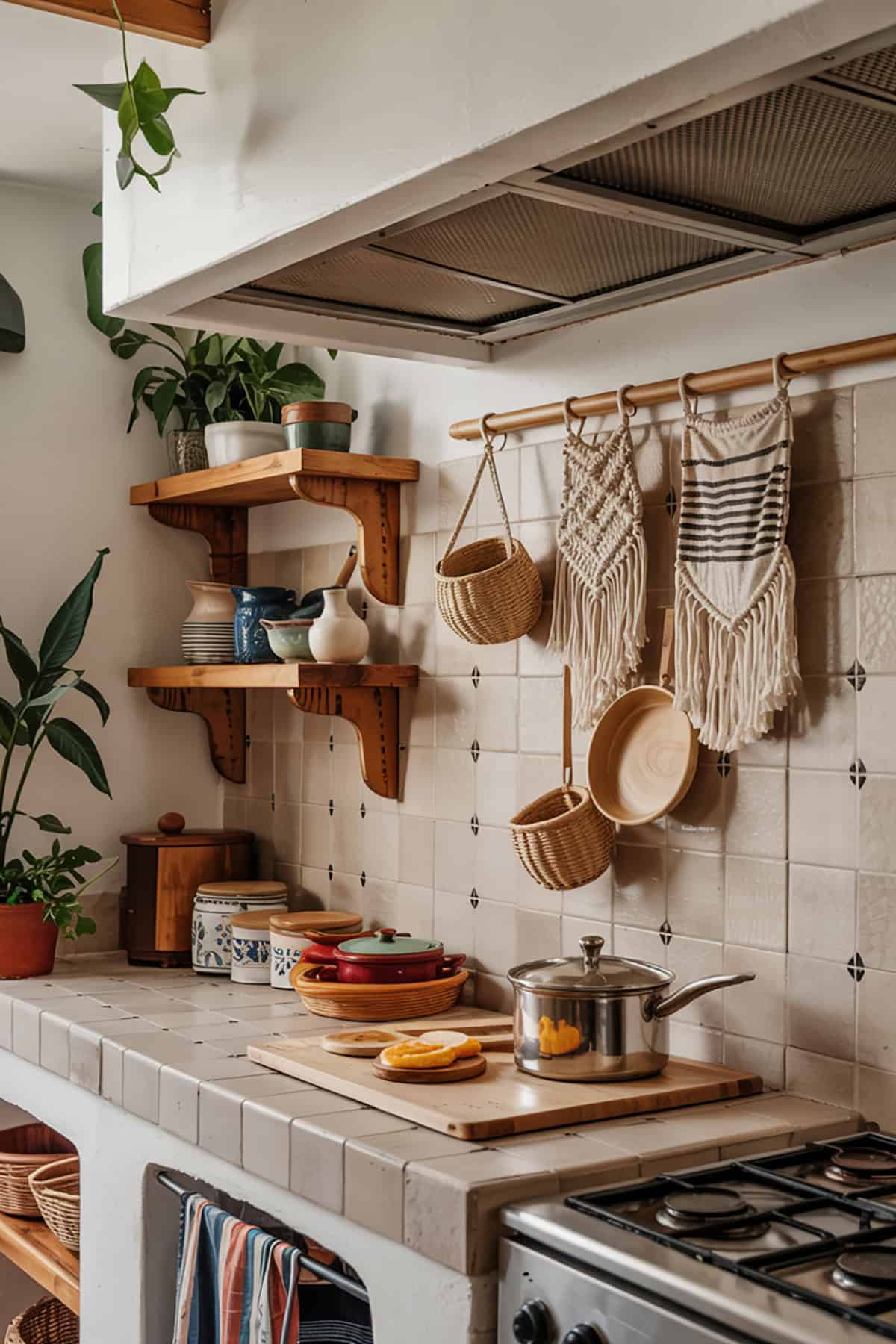 Mexican Kitchen With Macrame and Textiles