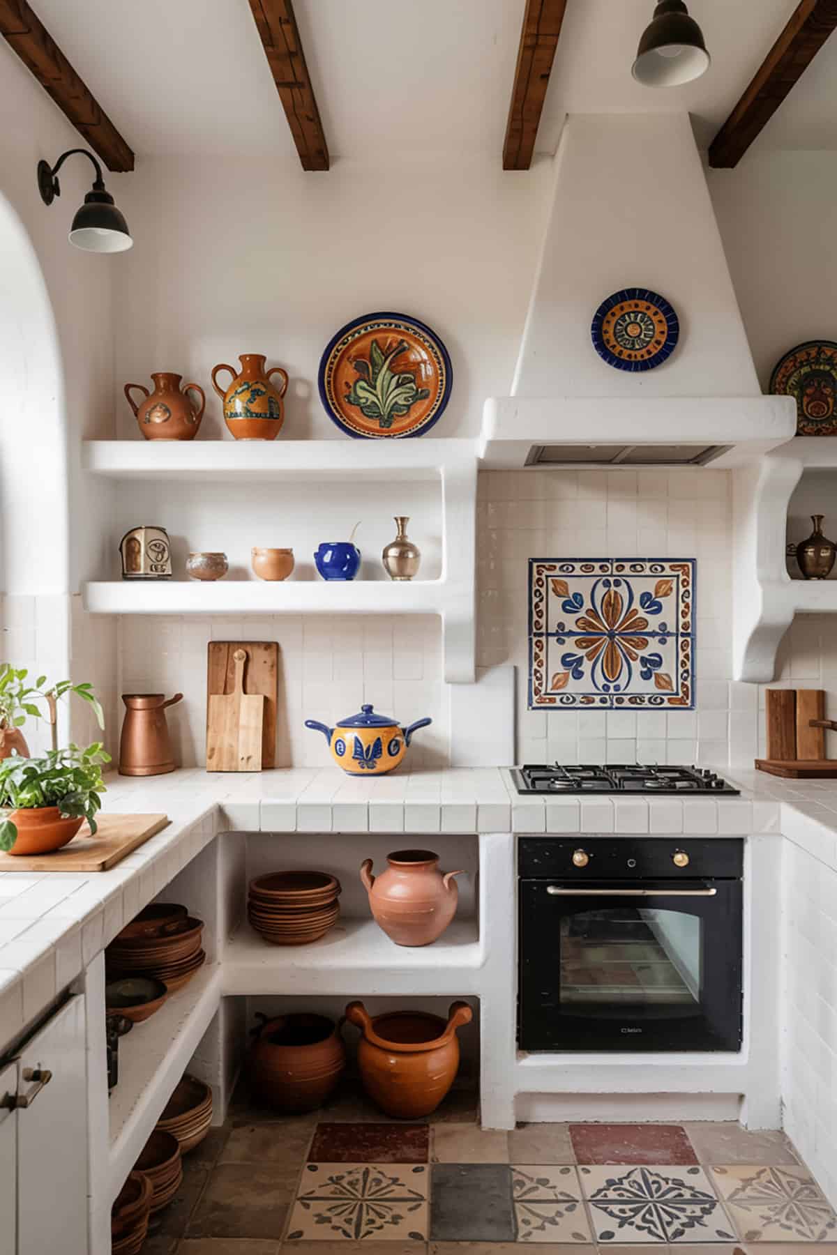 Minimalist Mexican Kitchen With Accent Tiles