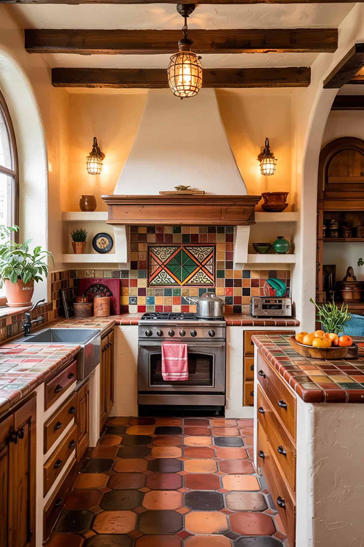 Terracotta Floor in a Mexican Style Kitchen