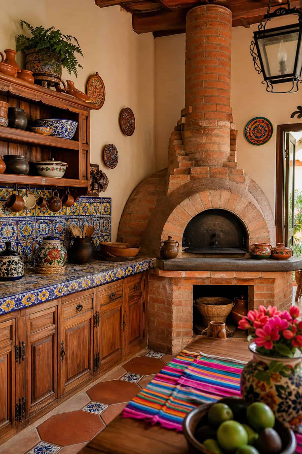 Traditional Mexican Kitchen With Brick Oven