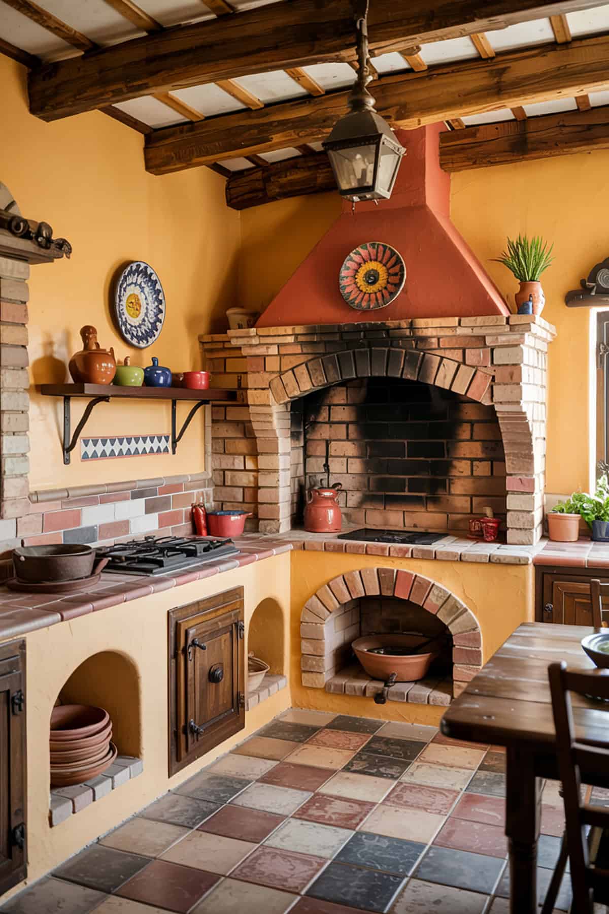 Traditional Mexican Kitchen With Brick Oven