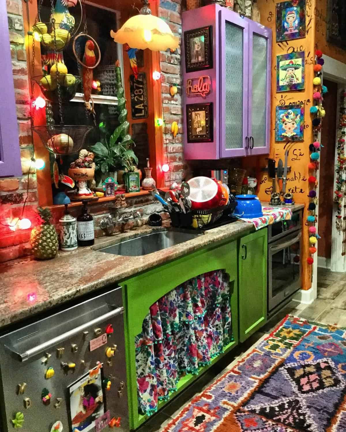 Vibrant and Eclectic Mexican Kitchen With Bold Colors